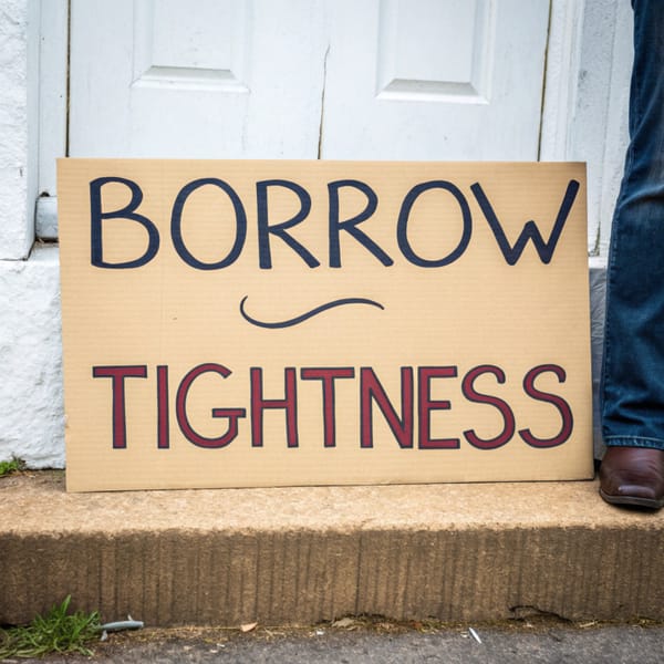 illustration of a plaque with the words "borrow tightness" written on it